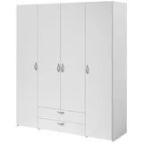 furn.design Kleiderschrank "Enjour" in weiß Drehtürenschrank 4-türig 160 cm, 6 Wäschefächer - Weiß