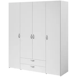 furn.design Kleiderschrank "Enjour" in weiß Drehtürenschrank 4-türig 160 cm, 6 Wäschefächer - Weiß
