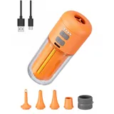Elektrische Luftpumpe Akku, 4000 Pa Mini Luftpumpe 430 L/min, Tragbare Air Pump mit 5 Düsen & LED-Licht, 2-in-1 Aufblasen & Entleeren, für Camping, Luftmatratze, Schwimmring, Vakuumbeutel