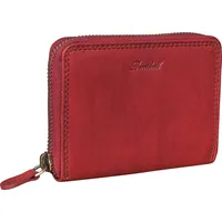 Benthill Kleine Geldbörse Leder | Mini Geldbeutel Damen mit RFID Schutz | Portmonee Slim mit Reißverschluss | Flaches Portemonnaie mit 6 Kartenf... - Rot