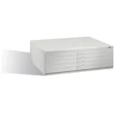 C+P Flachablageschrank für Formate bis DIN A0, 5 Schubladen, H420xB1350xT960mm Front Lichtgrau Korpus Lichtgrau