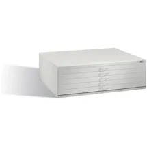 C+P Flachablageschrank für Formate bis DIN A0, 5 Schubladen, H420xB1350xT960mm Front Lichtgrau Korpus Lichtgrau