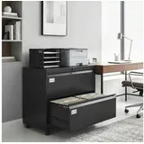 HOMCOM Aktenschrank mit 2 Schubladen Rollen verstellbarem Hängeregistratur (Rollcontainer, 1-St., abschließbar Büroschrank) für Büro, Homeoffice, 90 x 40 x 77,4 cm, Schwarz schwarz