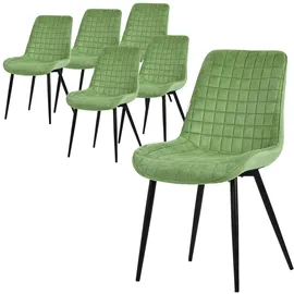 ML-Design Esszimmerstühle 6er Set Salbei Sitzfläche aus Samt mit Rückenlehne,