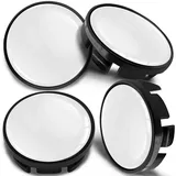 SkinoEu 4 x 65mm Nabendeckel Felgendeckel Radnabenabdeckung Nabenkappen Felgenkappen Radkappen Alufelgen Kompatibel mit VW 3B7 601 171 / 6U7 601 171 Schwarz Weiß CV 72