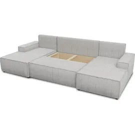 Sofnet Wohnlandschaft mit Schlaffunktion Totti - U-Form Couch, Schlafsofa mit Bettkasten, Couchgranitur mit Bettfunktion, Big Sofa, Cord Stoff, Wohnzimmer... Rosa