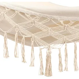 outtec Outtec® Hängematte - 200x150 cm, bis 200kg - Boho Baumwoll Hammock für Outdoor, Garten, Balkon, - für Kinder und Erwachsene, Beige