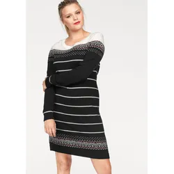 Strickkleid, figurbetont, im Norweger-Stil, aus Baumwollmischung, langärmlig, Gr. 38 - N-Gr, schwarz gemustert, , 359761-38 N-Gr