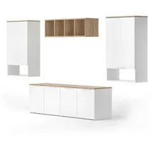 Vicco Wohnwand, Weiß, Sonoma Eiche, Holzwerkstoff, Rechteckig, 80x50x40 cm, Wohnzimmer, Wohnwände, Wohnwand-Sets