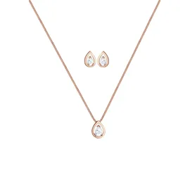 Elli Schmuckset "Set Tropfen Zirkonia Weiß 925 Sterling Silber Rosé vergoldet