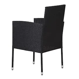 vidaXL Gartenstühle mit Kissen in Cremeweiß 2 Stk. Schwarz Polyrattan