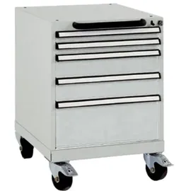 Manuflex SP1023.7035 Schubfachschrank BASETEC mobil, Nutzhöhe 500mm mit 5 Schubfächern, in lichtgrau RAL 7035