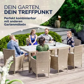 CASARIA Gartentisch 190 x 90 x 75 cm Creme/Schwarz