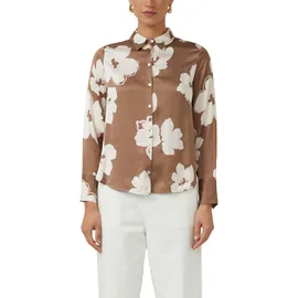 s.Oliver Longbluse aus Satin mit All-over-Print Braun/Mehrfarbig 40