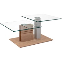 Design Wohnzimmertisch mit zwei Glasplatten höhenverstellbar