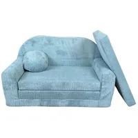FORTISLINE Kindersofa Kindersofa Rosalia Ausklappbares Sofa aus Cord mit Verlängerung grün
