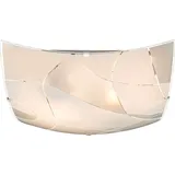 GLOBO Glas Deckenleuchte Deckenlampe E27 Fassung 2 Flammig Deckenlampe Weiss eckig, Chrom satiniert, Dekorlinien, 2x E27, LxBxH 30x30x8,5 cm