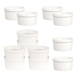 BigDean Dessertschale Ragout Fin-Schalen Weiß Feuerfest Keramik Crème Brûlée, Dessert, etc., Keramik, (12-tlg) weiß 11.7 cm x 5.5 cm