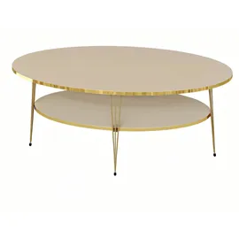 JV Möbel Eleganter Couchtisch Beige Holz 59 x 47 cm