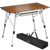 Tectake Campingtisch Klapptisch 90 x 52 x 47 cm Braun