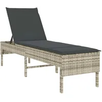 VidaXL Sonnenliege mit Auflage Hellgrau 55x200x44 cm Poly Rattan
