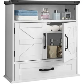 Vevor Badezimmer Wandschrank Medizinschrank mit 2 Türen & verstellbaren Regalen, Aufbewahrungsschrank Hängeschrank Badezimmerschrank mit offener Trennwand & Schubladen für Küche, Toilette