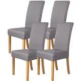 Esszimmer Stuhlhussen Elastischem PU-Leder 2er-/4er-/6er-Set,Einfarbige Wasserdichte Stuhlhussen für Esszimmerstühle,Universelle Stuhlschutzbezüge für Restaurants Küchen und Hotels(Medium Gray,4 Set)