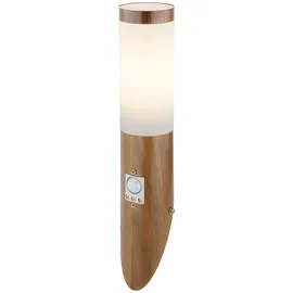 ETC Shop Außenleuchte Edelstahl, Holzoptik 7,6 x 40,5 cm 1x E27 braun