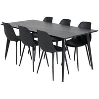 VCM Dipp180x90BLBL Essgruppe Esstisch schwarz und 6 Polar Esszimmerstühle