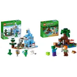 LEGO 21243 Minecraft Die Vereisten Gipfel & 21240 Minecraft Das Sumpfabenteuer Set, Spielzeug mit Figuren mit Alex- und Zombie-Figuren im Biom, Geburtstagsgeschenk für Kinder ab 8 Jahren