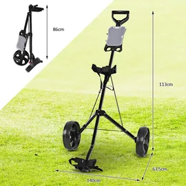 lifezeal COSTWAY Golftrolley Golfwagen mit Anzeigetafel, Golf Push Cart Golfcaddy schwarz