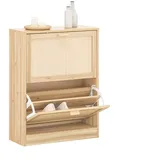 SoBuy Schuhkipper mit 2 Klappen Schuhschrank Schuhkommode Natur FSR160-N