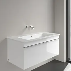 Villeroy und Boch Venticello Möbel-Waschtisch 4104AJRW 100x50cm, stone white C-plus, ohne Hahnloch, mit Überlauf