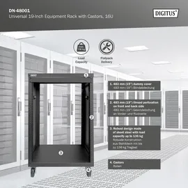 Digitus Universal 19-Zoll Equipment Rack mit Rollen, 16HE
