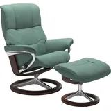 Stressless Stressless® Relaxsessel »Mayfair«, (Set, Relaxsessel mit Hocker), mit Hocker, mit Signature Base, Größe S, M & L, Gestell Braun grün