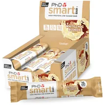 PHD Nutrition Smart Bar Protein Riegel Weiße Schokolade 20g Eiweiß, 2,1g Zucker - 12 x 64g, Makrofreundlicher Eiweißriegel