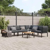 vidaXL 5-tlg. Garten-Sofagarnitur mit Kissen Schwarz Aluminium - Schwarz
