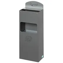 Proregal Robuster Wandascher mit Schild 4 Liter, HxBxT 55 x 14,5 x 22 cm Verzinkter Stahl Silber