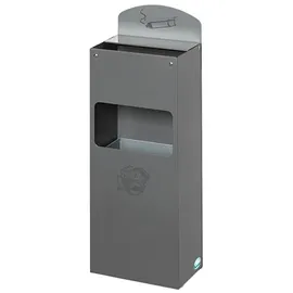 Proregal Robuster Wandascher mit Schild 4 Liter, HxBxT 55 x 14,5 x 22 cm Verzinkter Stahl Silber