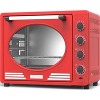 TurboTronic by Z-Line Minibackofen 35 Liter mit Umluft Drehspieß 1600W Backblech Gitter Kompakt Elektro, Mini Tisch Backofen Camping Pizzaofen Retro Vintage