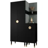 ABIKS MÖBEL Kompaktgarderobe PALERMO Set 6 Garderobe mit gepolsterten Paneelen, Industriell Design schwarz