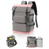 Odoland 2 in 1 Kühlrucksack - Separat Nutzbare Kühltasche 9L und 26L Hauptfach, 10 Stunden Kältehaltung, Auslaufsicher, Wasserdicht, Isolierter Picknickrucksack für Einkaufen, Camping, Strand, Arbeit