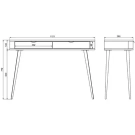 Selsey Oval Schminktisch mit Schubladen, 112 cm, Schwarz,