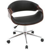 miliboo Design-Bürostuhl PU Schwarz und Nussbaum ARAMIS