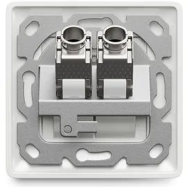 deleyCON 5x RJ45 Netzwerkdose Unterputz 10 Gbit/s Keystone Dose + 10x Keystone) RJ45 Buchse Cat6a - Für CAT6 CAT7 Netzwerk Verlegekabel vollgeschirmt - Weiß