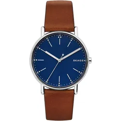 Quarzuhr SKAGEN "SIGNATUR", braun, Armbanduhren, Damen, Armbanduhr, Herrenuhr, Damenuhr, Leuchtzeiger, Lederarmband
