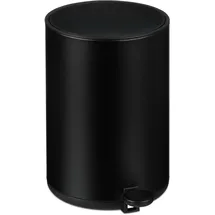 Relaxdays Kosmetikeimer, 5 Liter, Absenkautomatik, entnehmbarer Inneneimer, Metall, Bad Mülleimer mit Deckel, schwarz