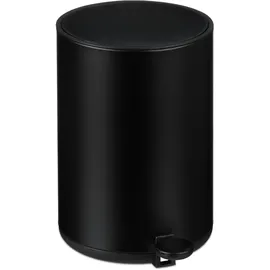 Relaxdays Kosmetikeimer, 5 Liter, Absenkautomatik, entnehmbarer Inneneimer, Metall, Bad Mülleimer mit Deckel, schwarz