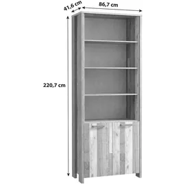 Forte Clif Aktenregal 86 x 41,6 x 220,7 cm grau