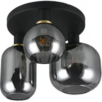 Trio Leuchten Deckenleuchte Diva 619800332, Metall Schwarz matt, Glas